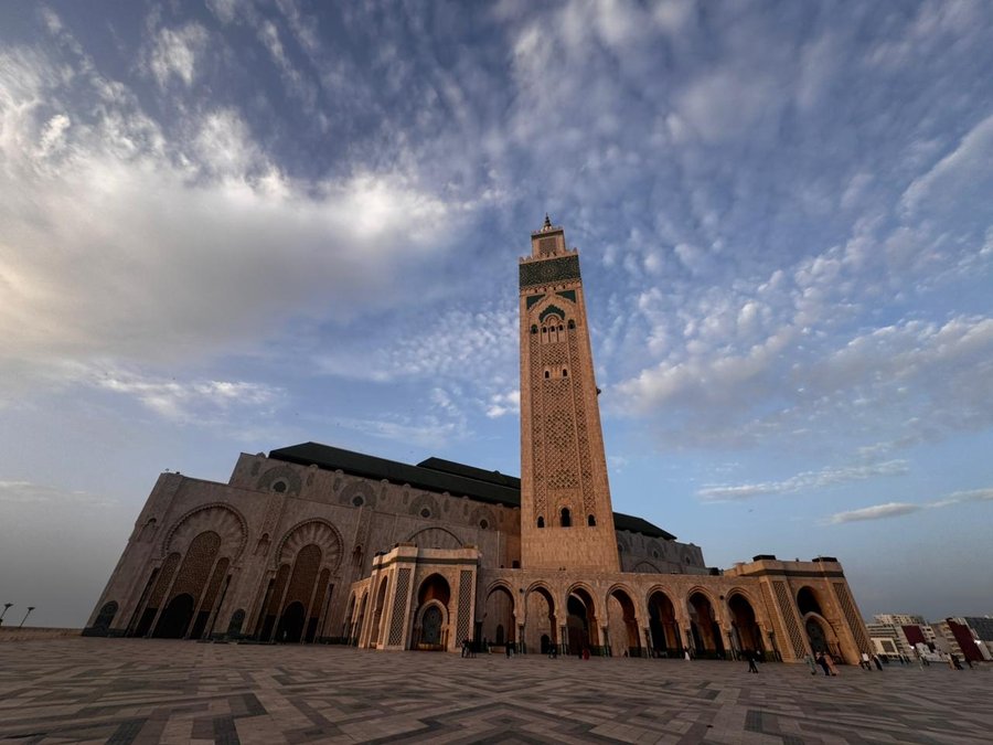 Hassan II Mosque at sunset, Casablanca — 30 min from Airport Mohamed 5 CMN